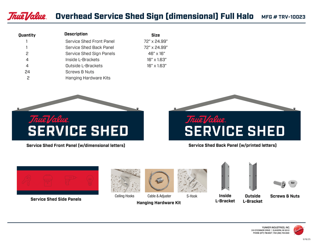 Overhead Service Shed Halo Kit