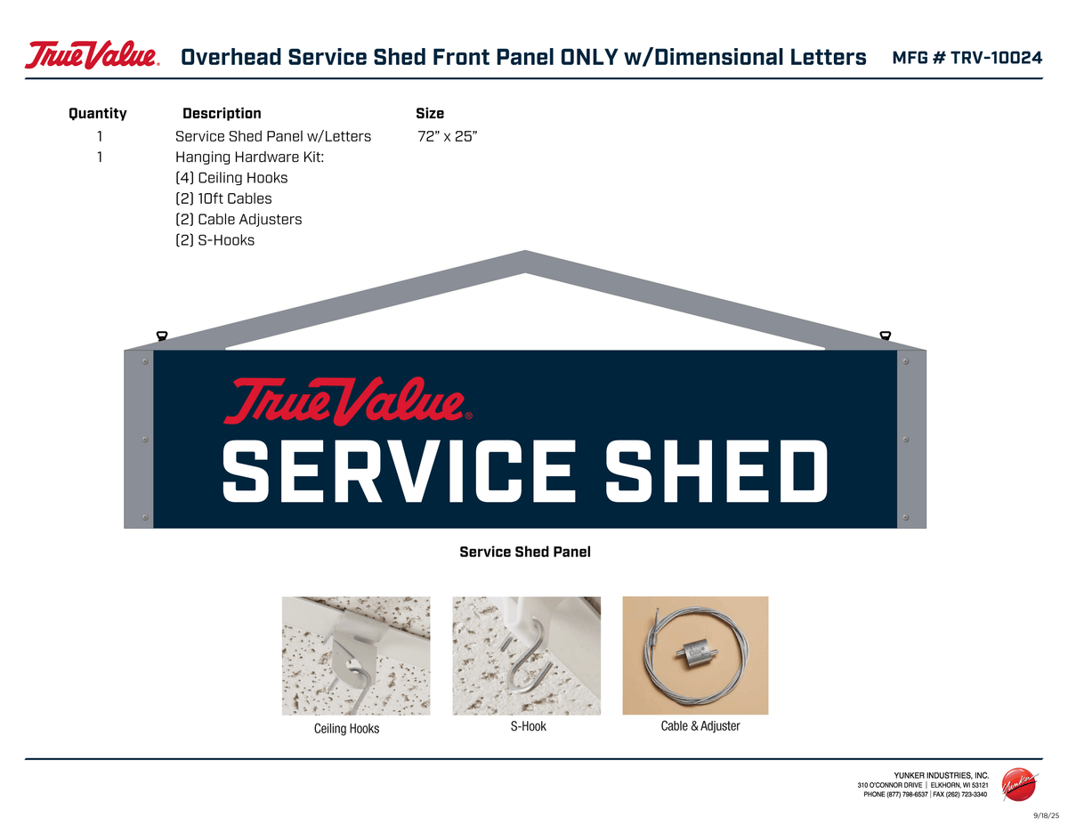 Overhead Service Shed Front Panel Kit