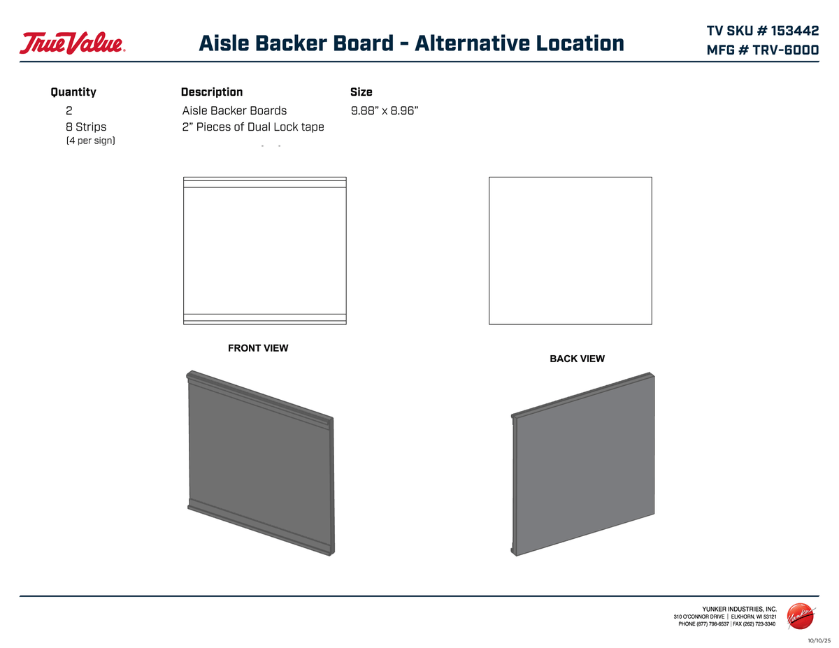 153442 - Aisle Backer Board Kit